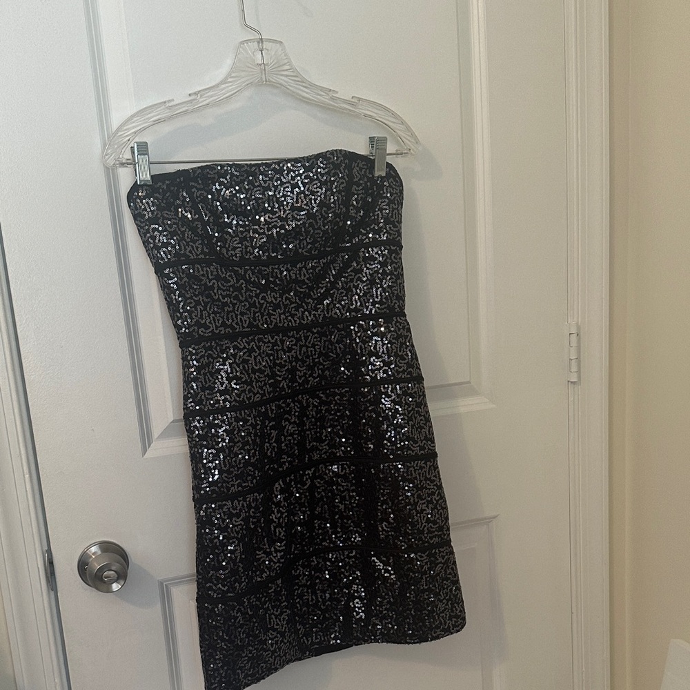 Max & Cleo Black Strapless Sequin Dress